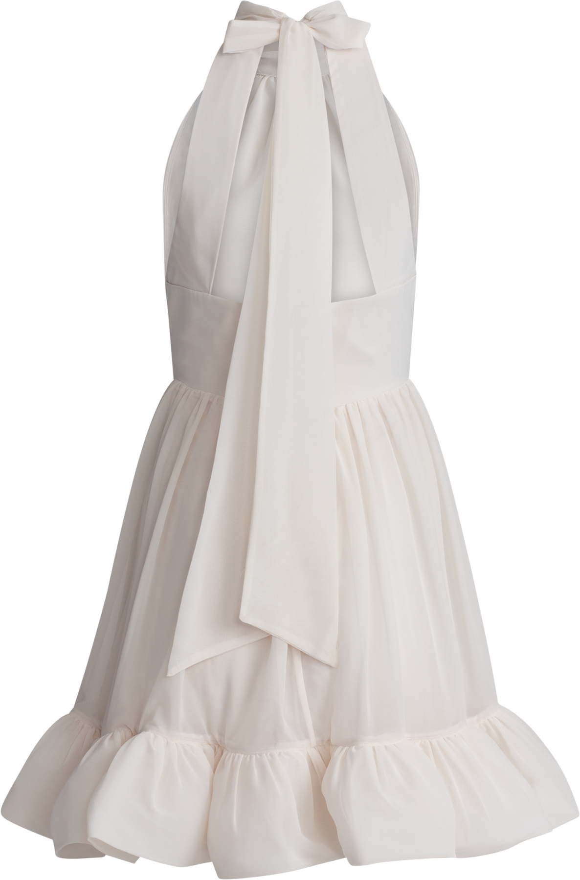 Fern Halterneck Ruffled Mini Dress - White