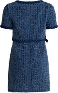 Textured Denim Short Sleeve Mini Dress - Blue