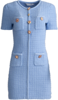Jewel Button Knit Mini Dress - Blue