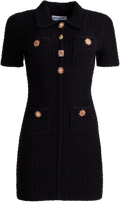 Jewel Button Knit Mini Dress - Black