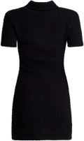 Jewel Button Knit Mini Dress - Black