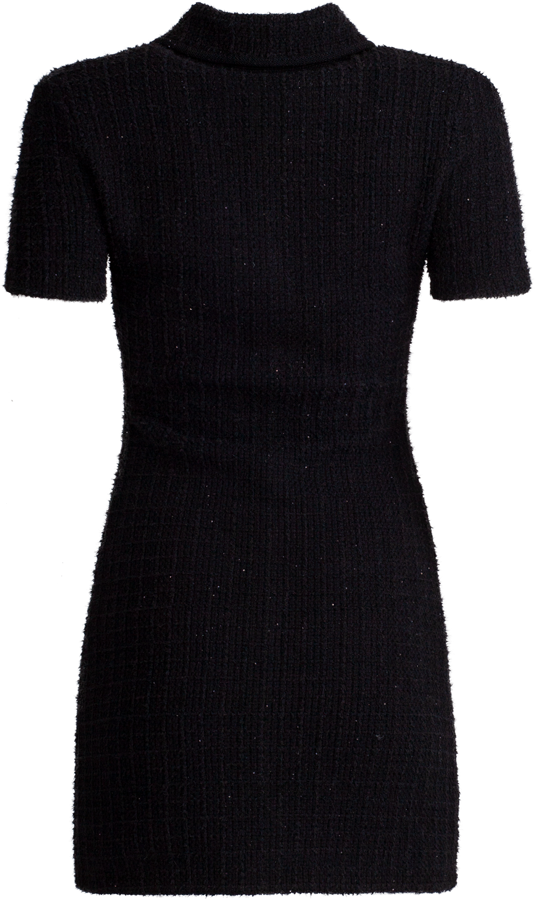 Jewel Button Knit Mini Dress - Black