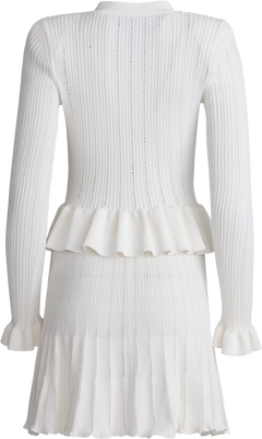 Knit Peplum Mini Dress - White