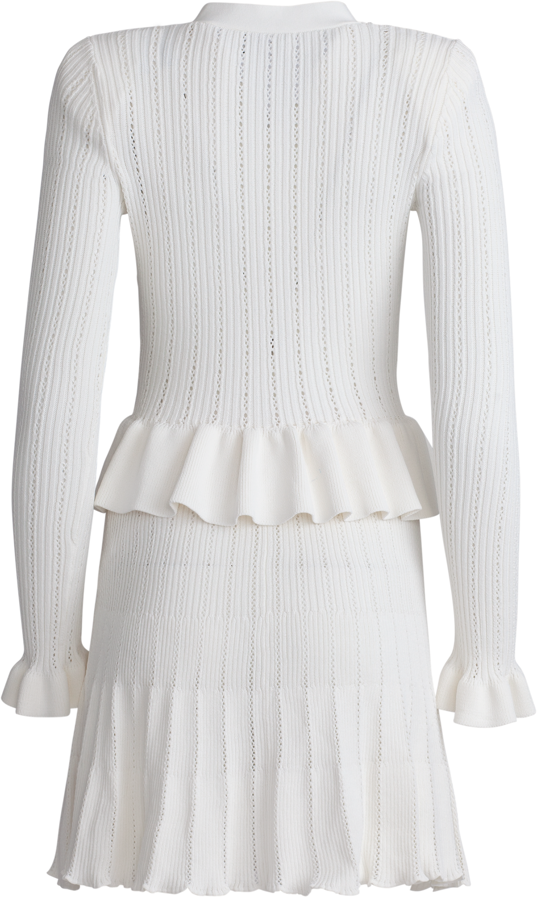 Knit Peplum Mini Dress - White