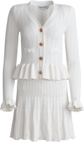 Knit Peplum Mini Dress - White