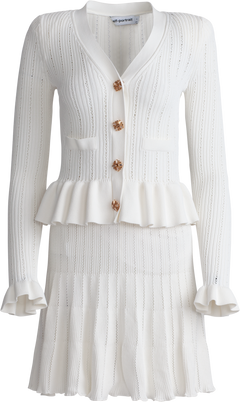 Knit Peplum Mini Dress - White