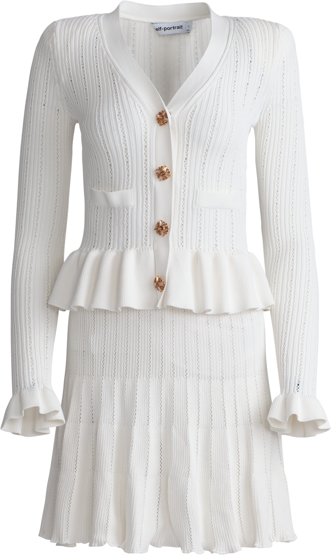 Knit Peplum Mini Dress - White