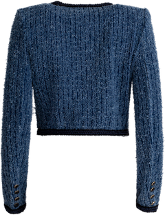 Textured Denim Jacket - Blue