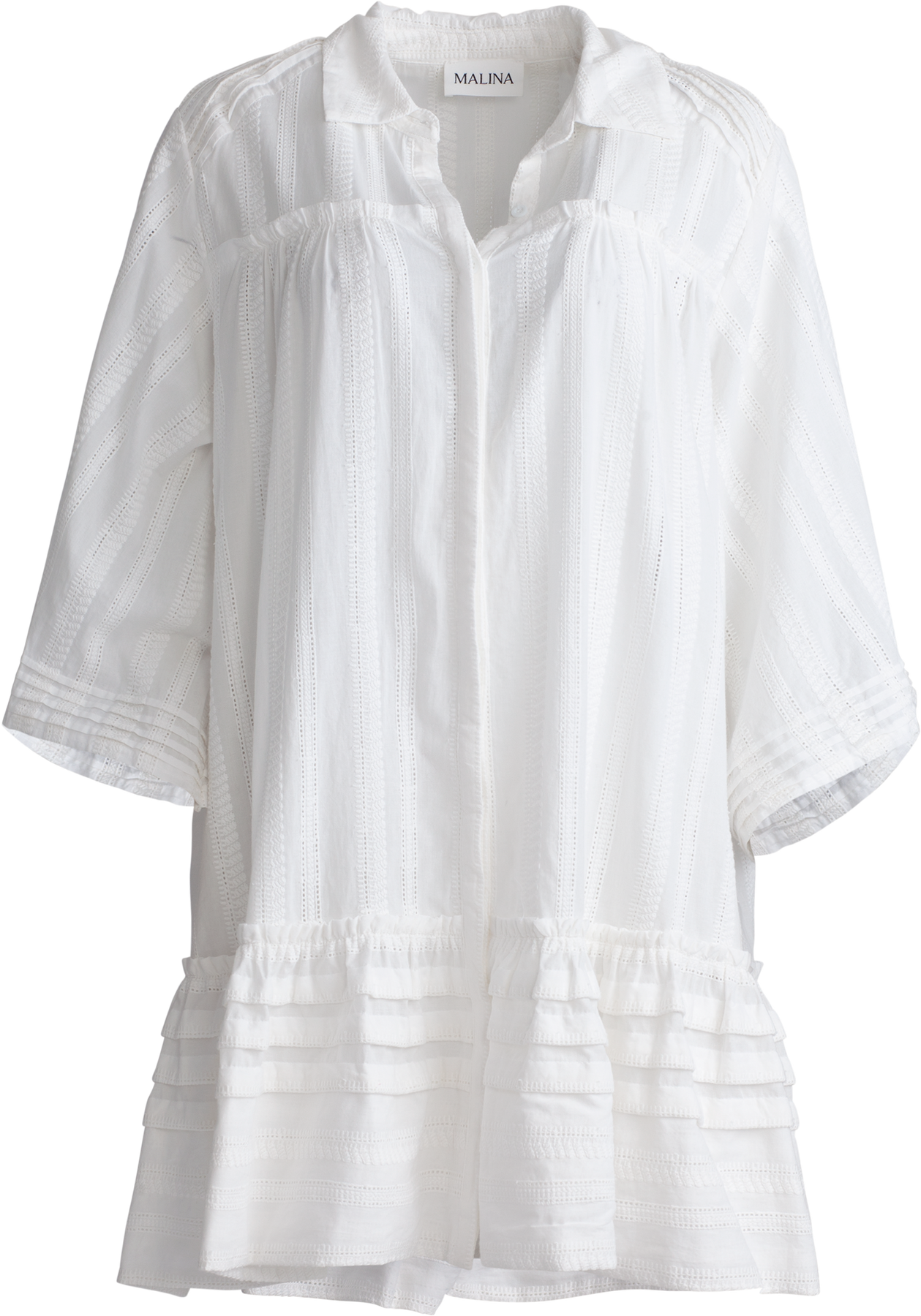 Ester Embroidered Cotton Mini Dress - White