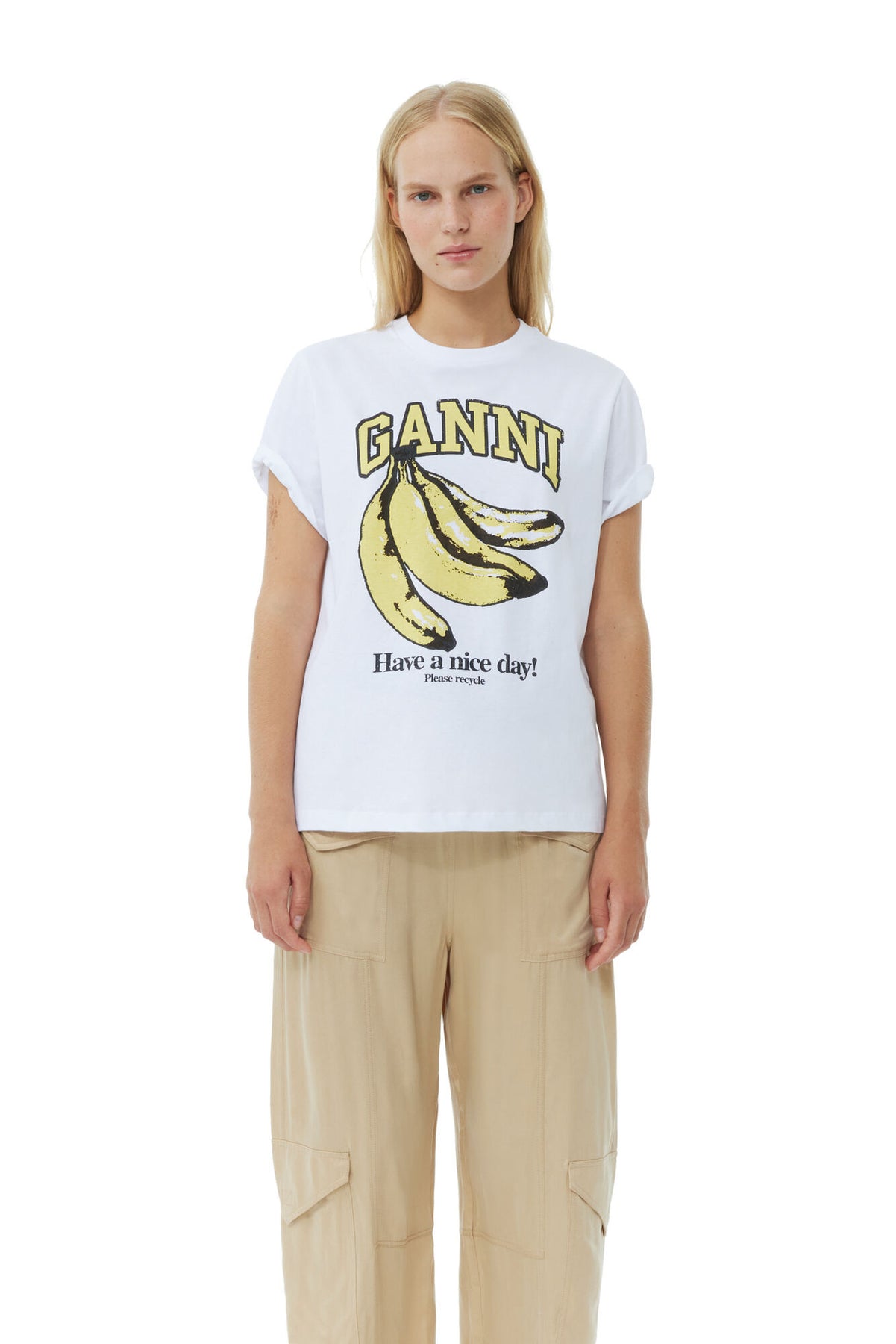 Basic Jersey Banana Relaxed T-Shirt - Bright White