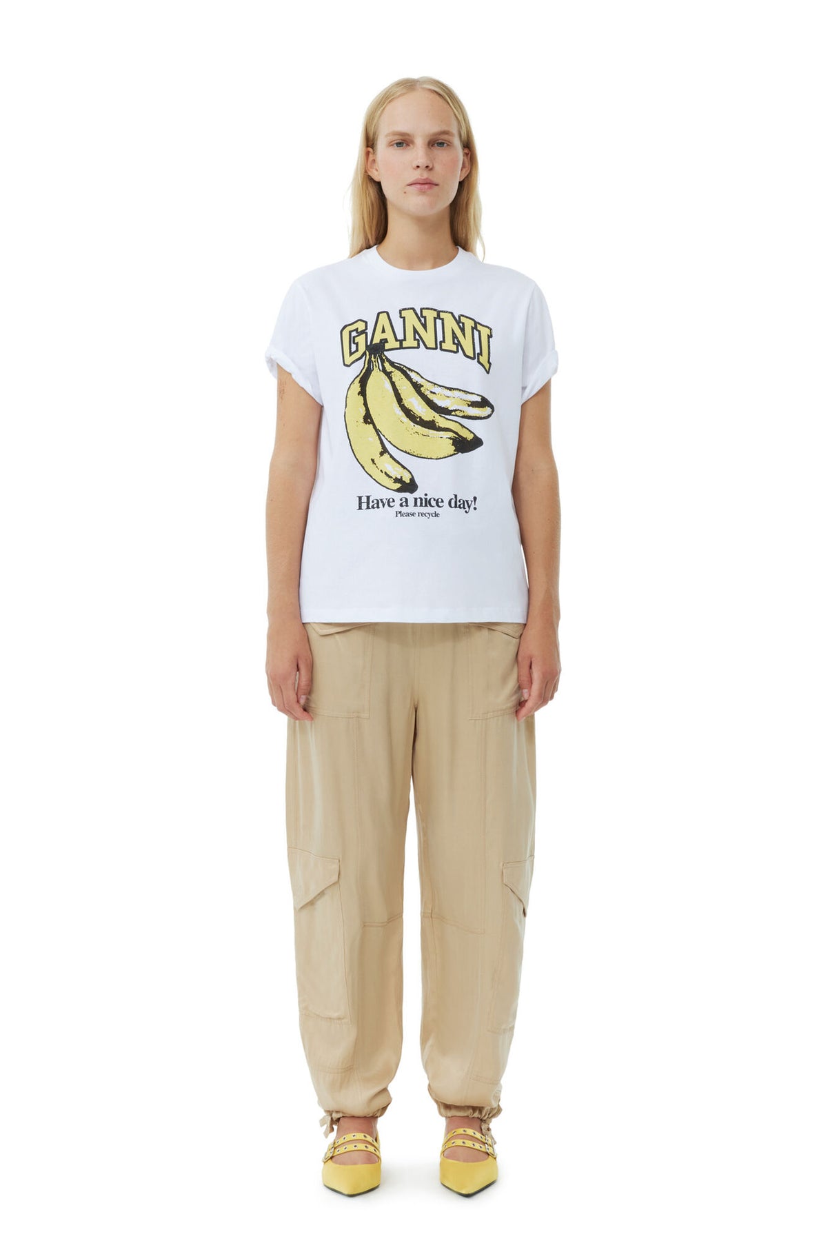 Basic Jersey Banana Relaxed T-Shirt - Bright White