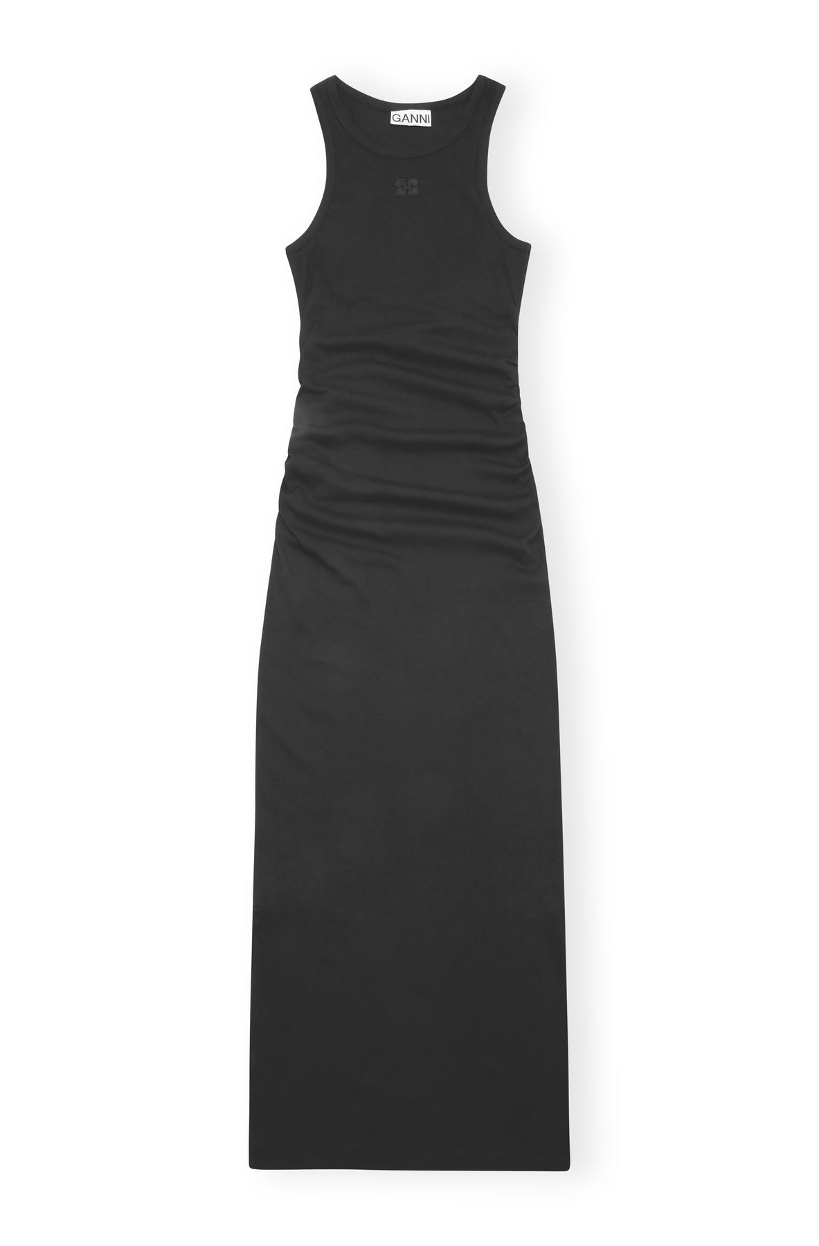 Soft Cotton Rib Tank Top Long Dress - Black