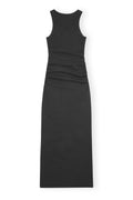 Soft Cotton Rib Tank Top Long Dress - Black