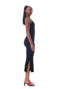 Soft Cotton Rib Tank Top Long Dress - Black