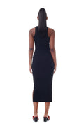 Soft Cotton Rib Tank Top Long Dress - Black