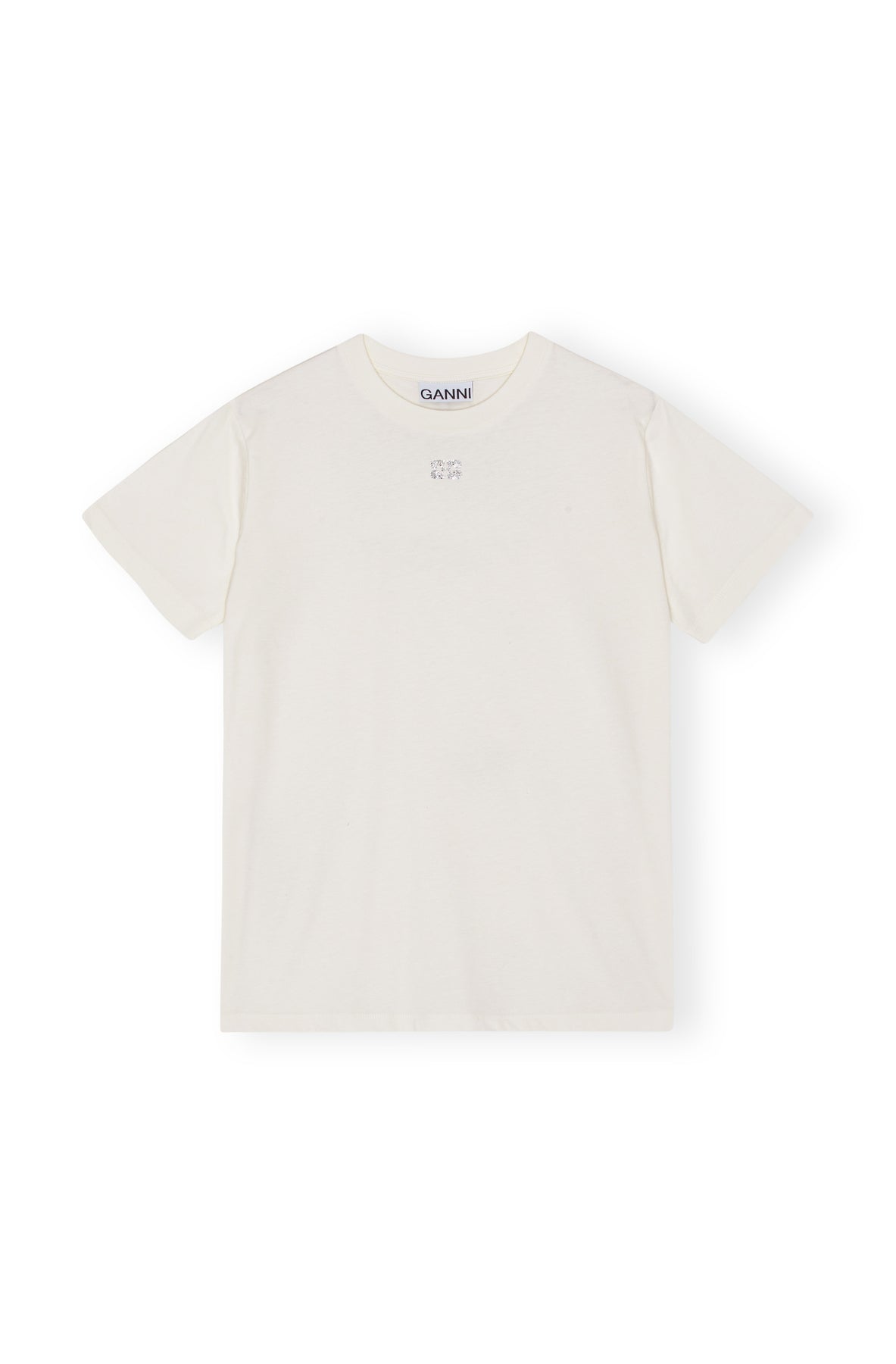 Basic Jersey Rhinestone Relaxed T-Shirt - Egret