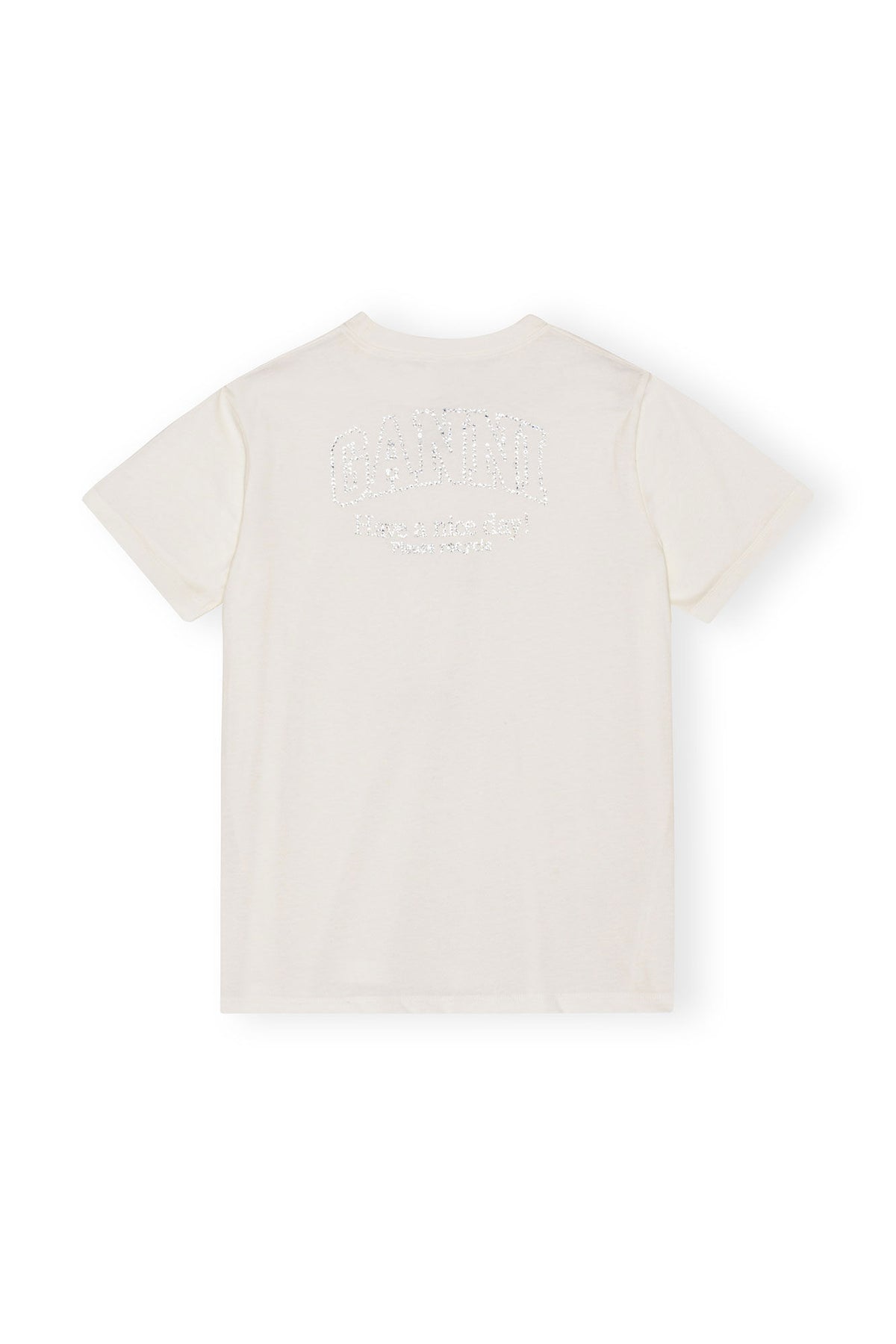 Basic Jersey Rhinestone Relaxed T-Shirt - Egret