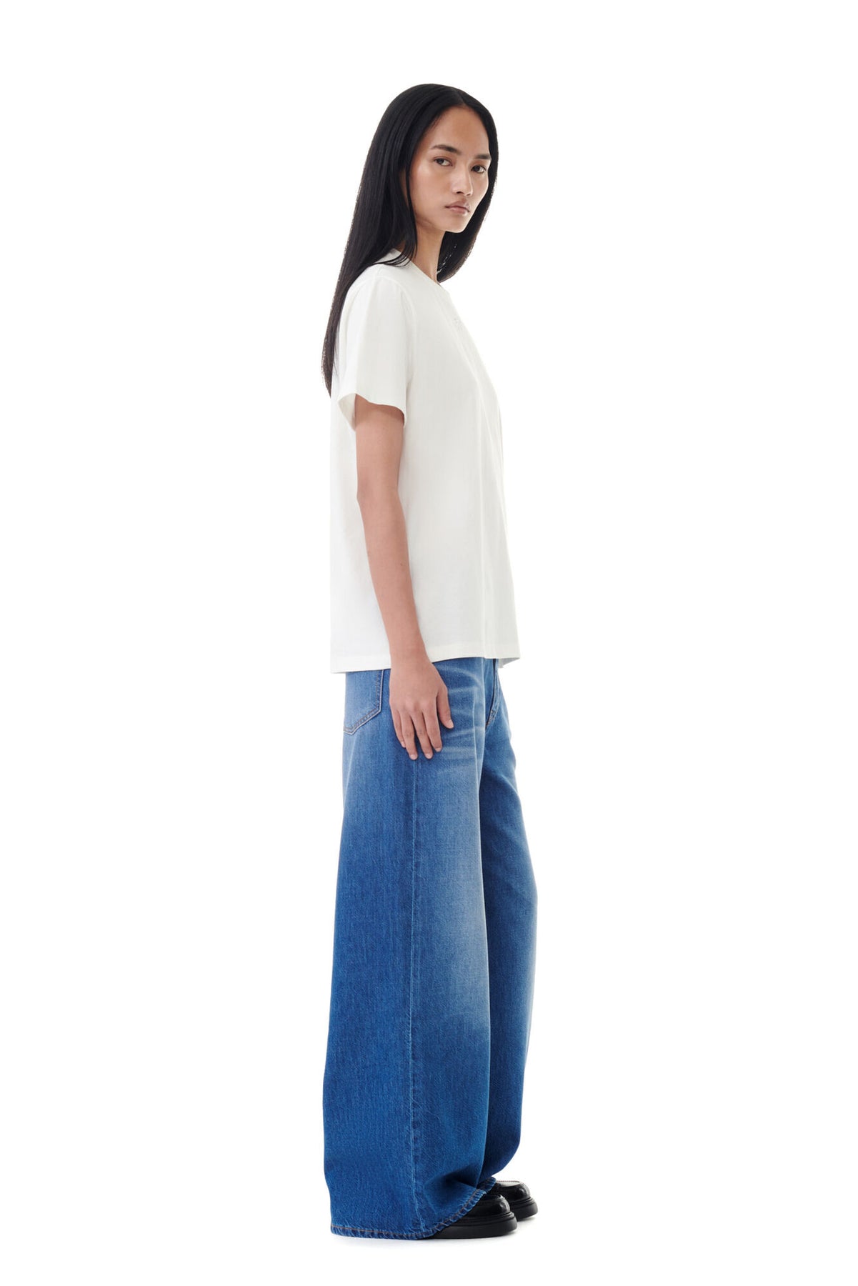 Basic Jersey Rhinestone Relaxed T-Shirt - Egret