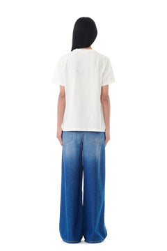 Basic Jersey Rhinestone Relaxed T-Shirt - Egret