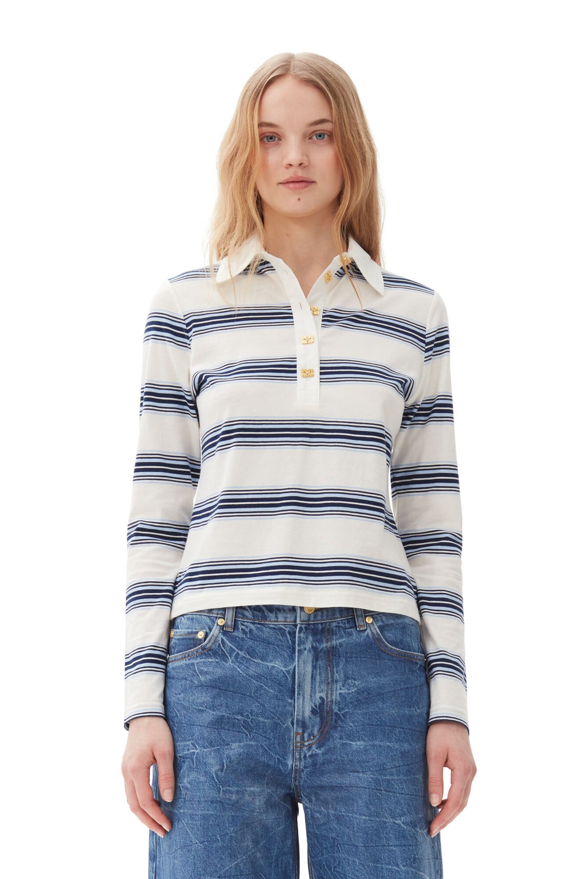 Thin Jersey Long Sleeve Polo - Multicolour