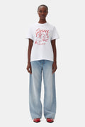 GANNI Basic Jersey Bunnies Relaxed T-Shirt - Bright White