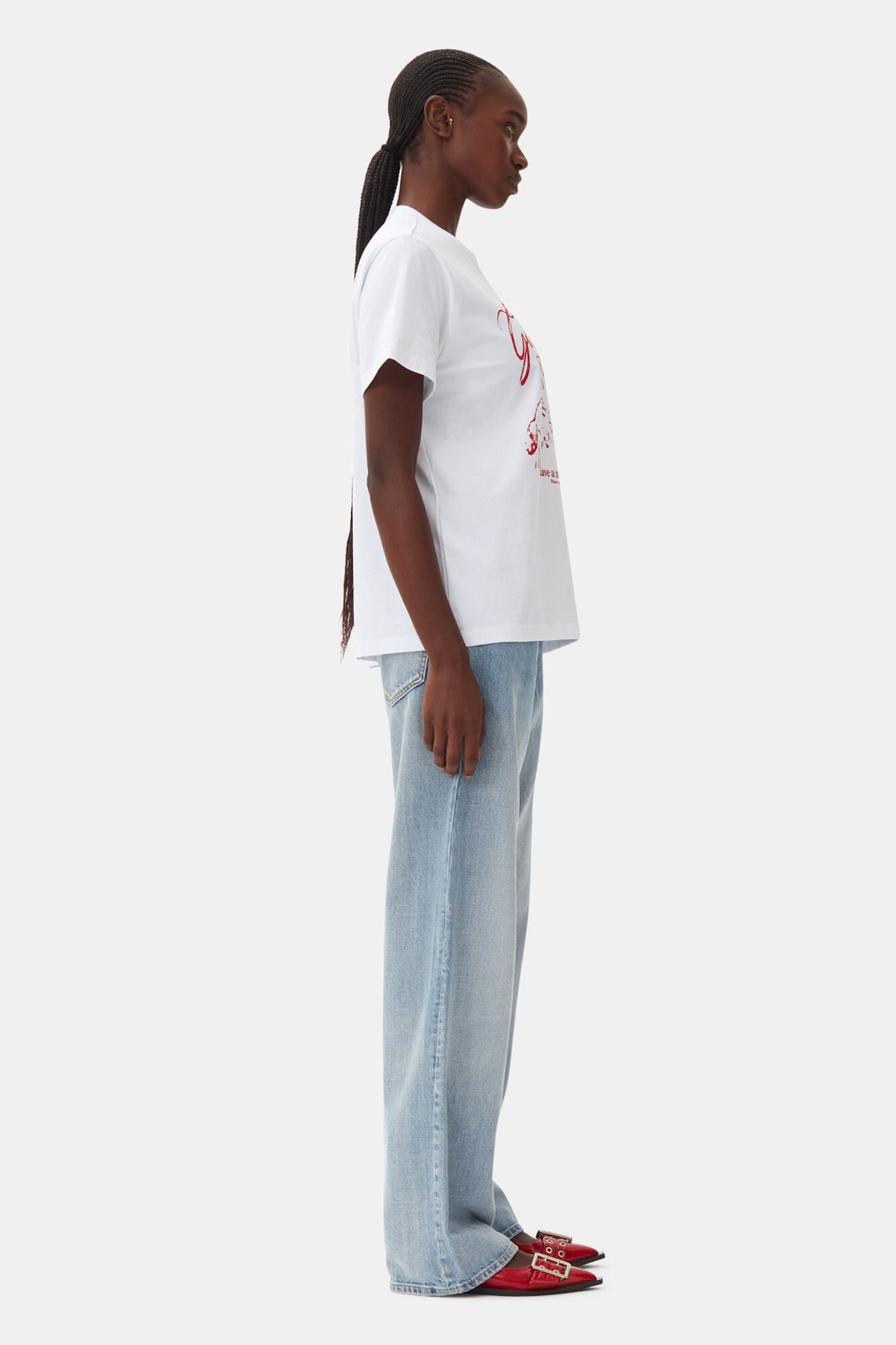 GANNI Basic Jersey Bunnies Relaxed T-Shirt - Bright White
