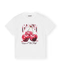 Ganni Basic Jersey Red Cherry Relaxed T-Shirt - Bright White
