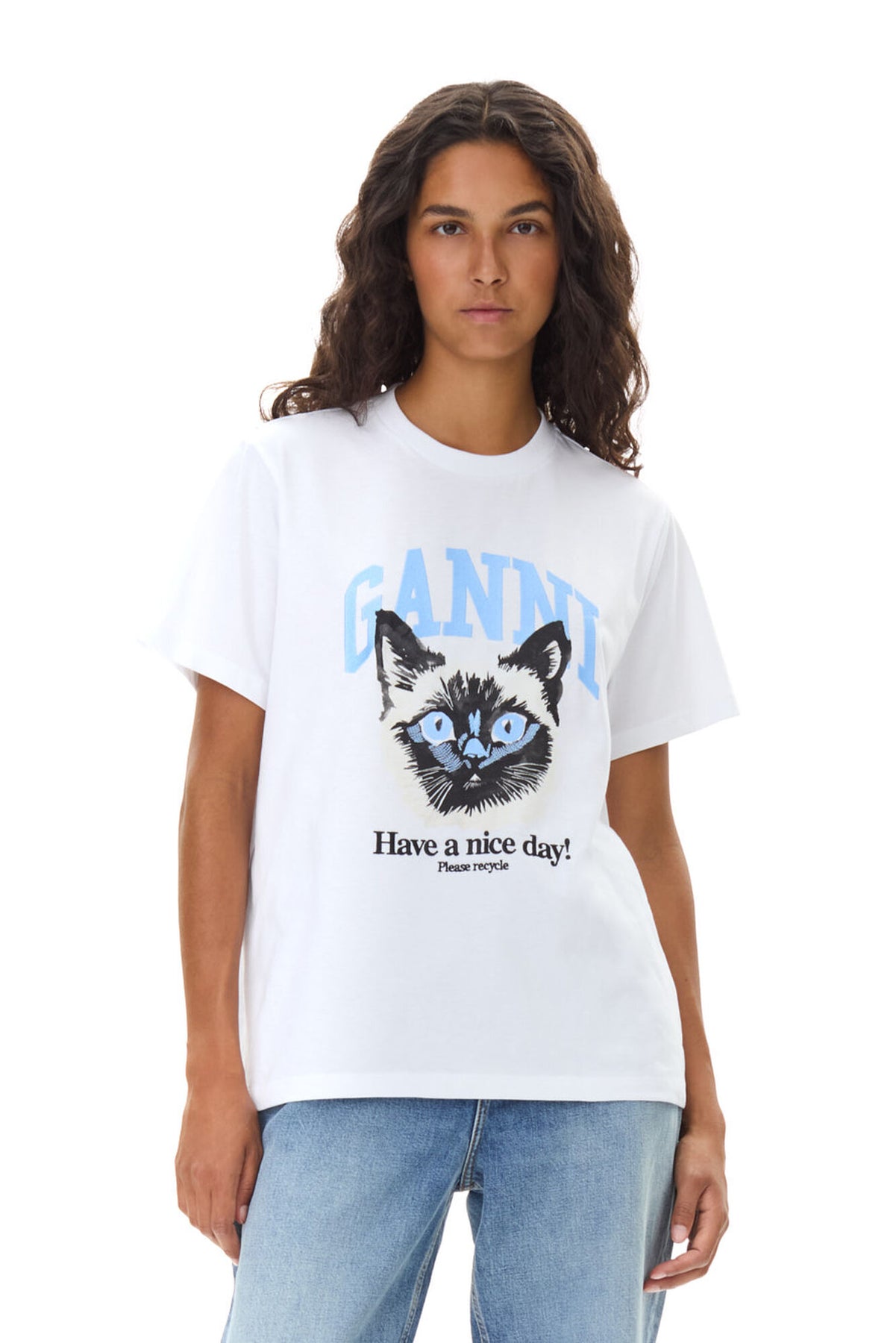 Basic Jersey Cat Relaxed T-Shirt - Bright White