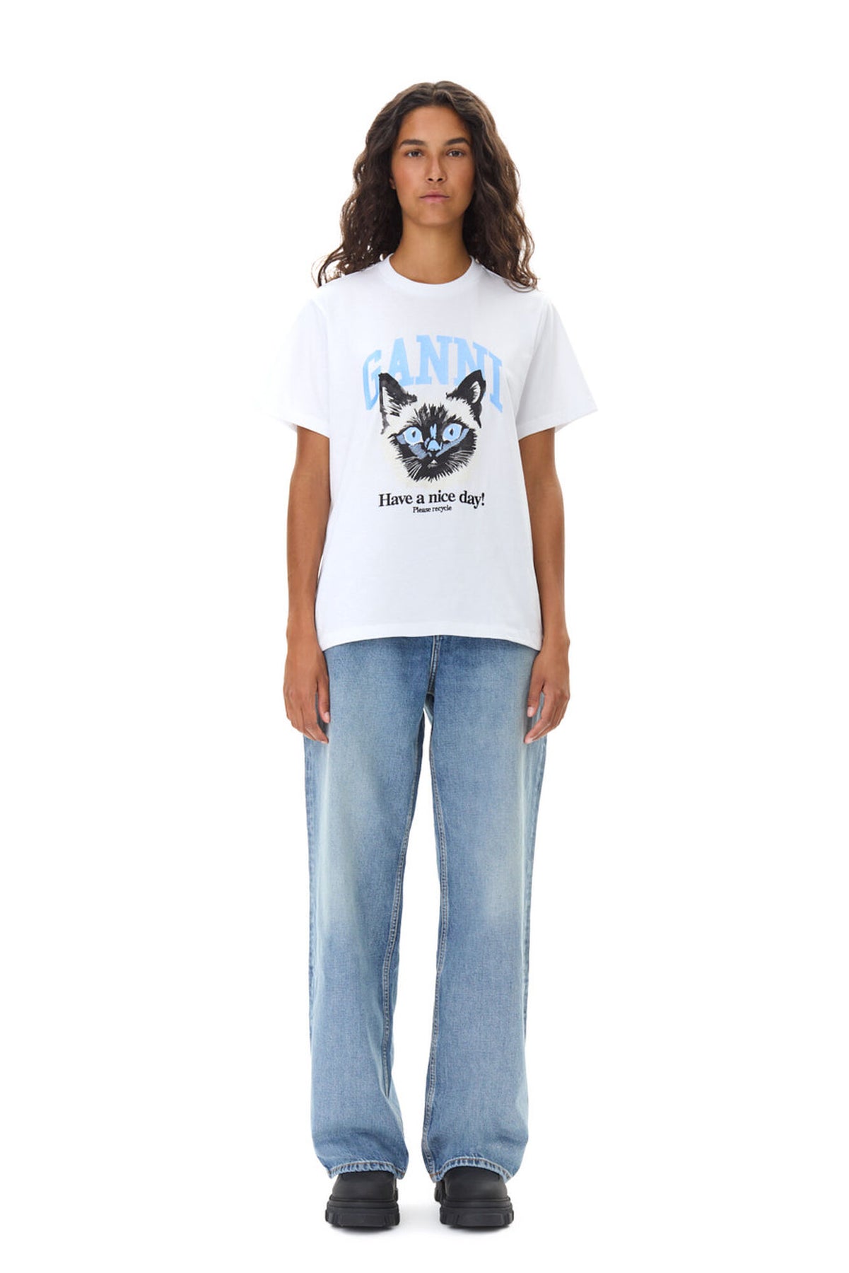 Basic Jersey Cat Relaxed T-Shirt - Bright White
