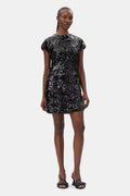 GANNI Velvet Sequins Mini Dress - Svart