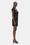 GANNI Velvet Sequins Mini Dress - Svart