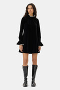Velvet Jersey A-Line Mini Dress - Svart