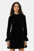 Velvet Jersey A-Line Mini Dress - Svart