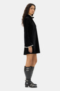 Velvet Jersey A-Line Mini Dress - Svart