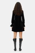 Velvet Jersey A-Line Mini Dress - Svart