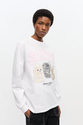 Ganni Re-Cut Heavy Jersey Animals Long Sleeve - Bright White