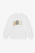 Ganni Re-Cut Heavy Jersey Animals Long Sleeve - Bright White