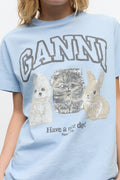 Basic Cotton Jersey Animals Relaxed T-Shirt - Chambray Blue