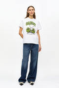 Basic Jersey Green Cherry Relaxed T-Shirt - Bright White