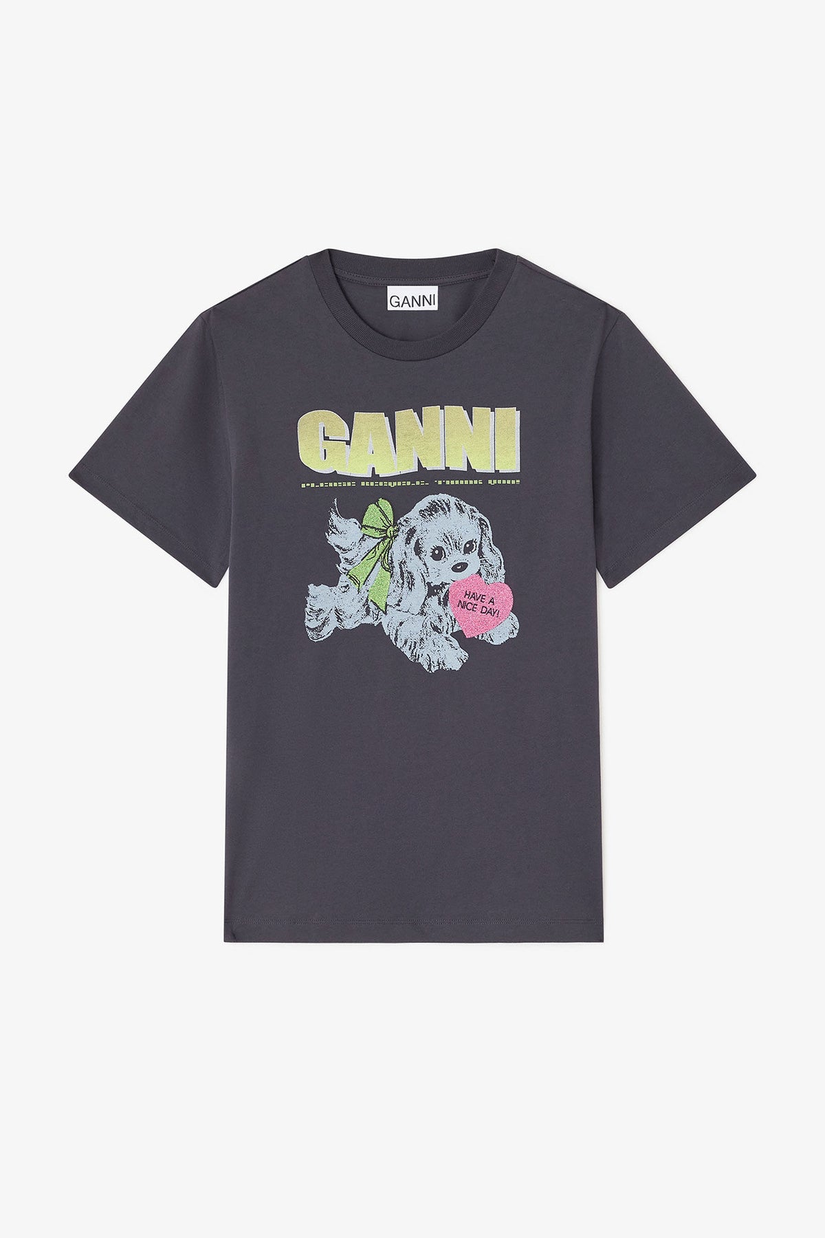 Basic Cotton Jersey Neon Puppy T-Shirt - Phantom