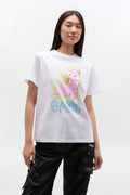 Basic Cotton Jersey Neon Kitty T-Shirt - Bright White