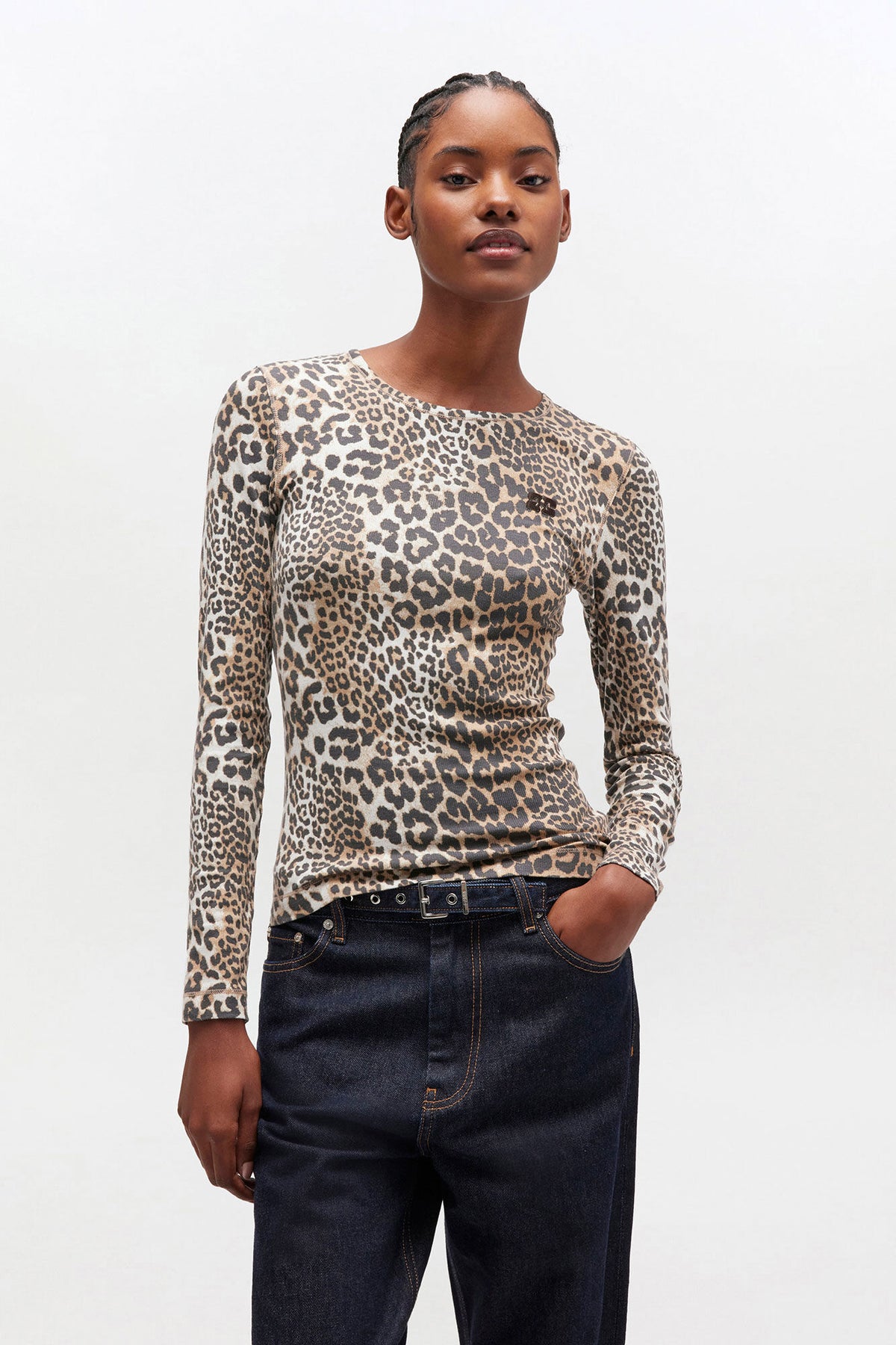 Soft Cotton Rib Leo Long Sleeve - Leopard
