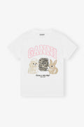 Ganni Basic Cotton Jersey Animals Relaxed T-Shirt - Bright White