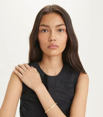 Miller Stud Enamel 5Mm Hinge Bracelet - Tory Gold / New Ivory