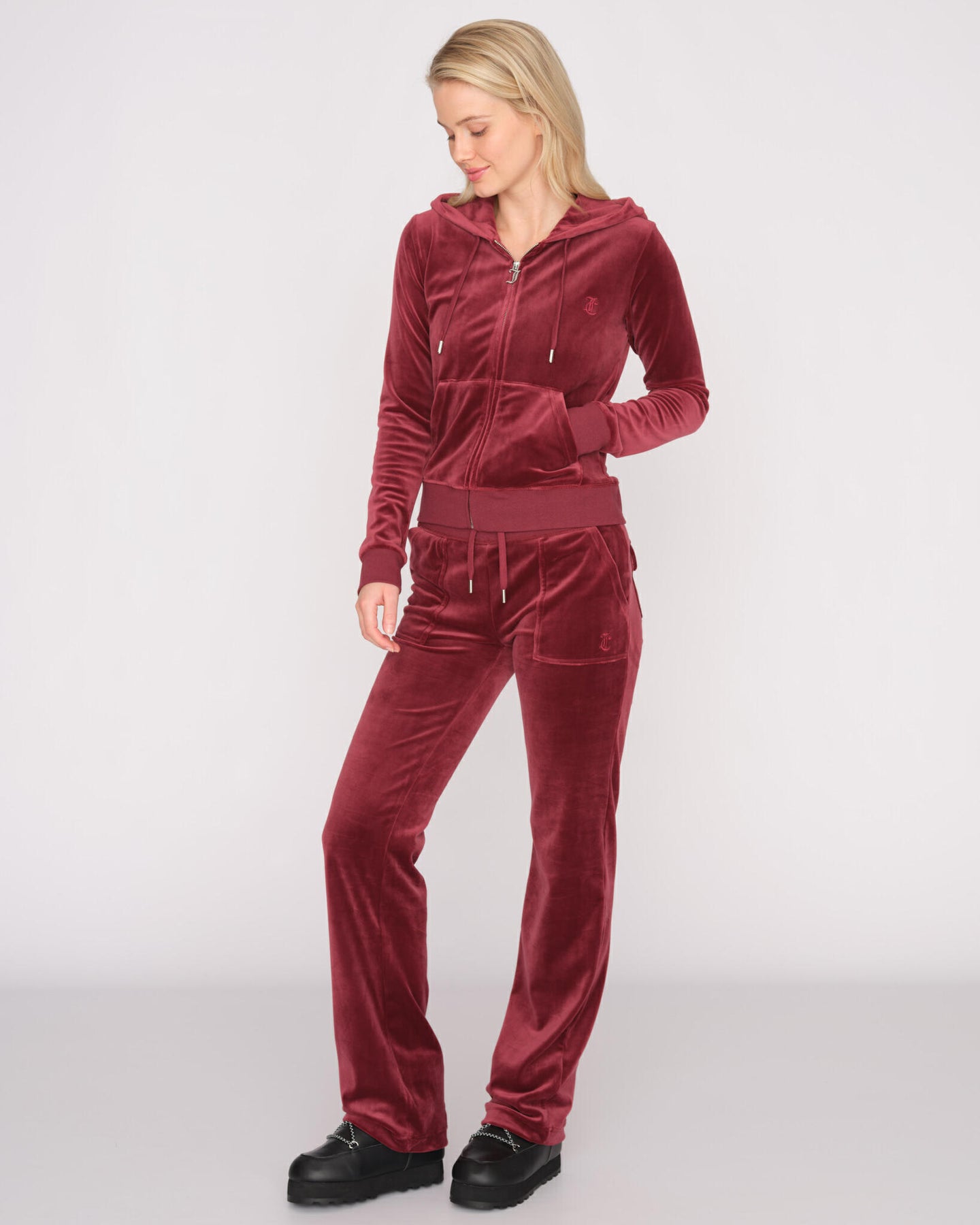 Del Ray Classic Velour Pant Pocket - Tawny Port