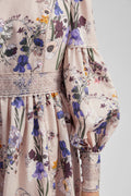 Taylor Silk Blend Detailed Mini Dress - Fall Blooms