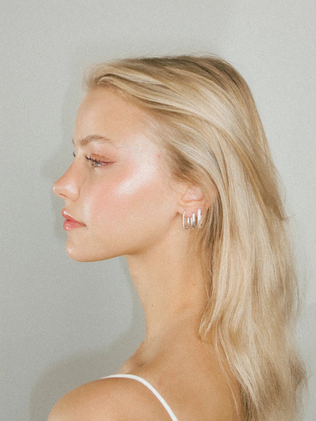 Petite Edge Hoops - Silver