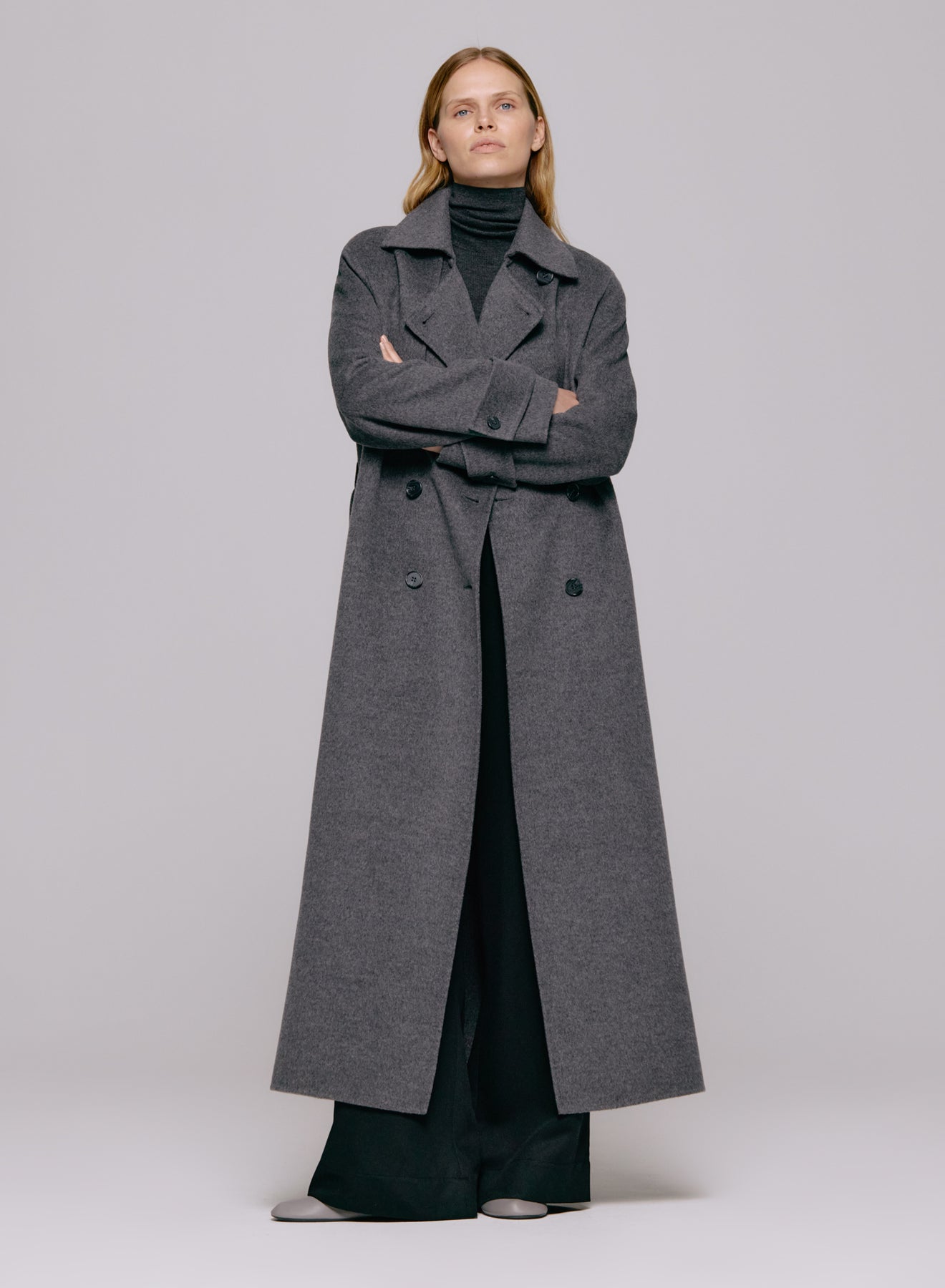 Thale Ulltrenchcoat - Gråmelerad