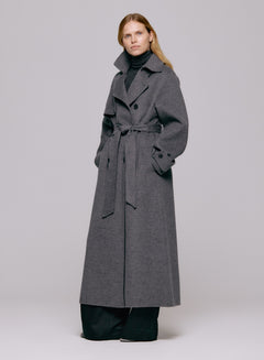 Thale Wool Trenchcoat  - Grey Melange
