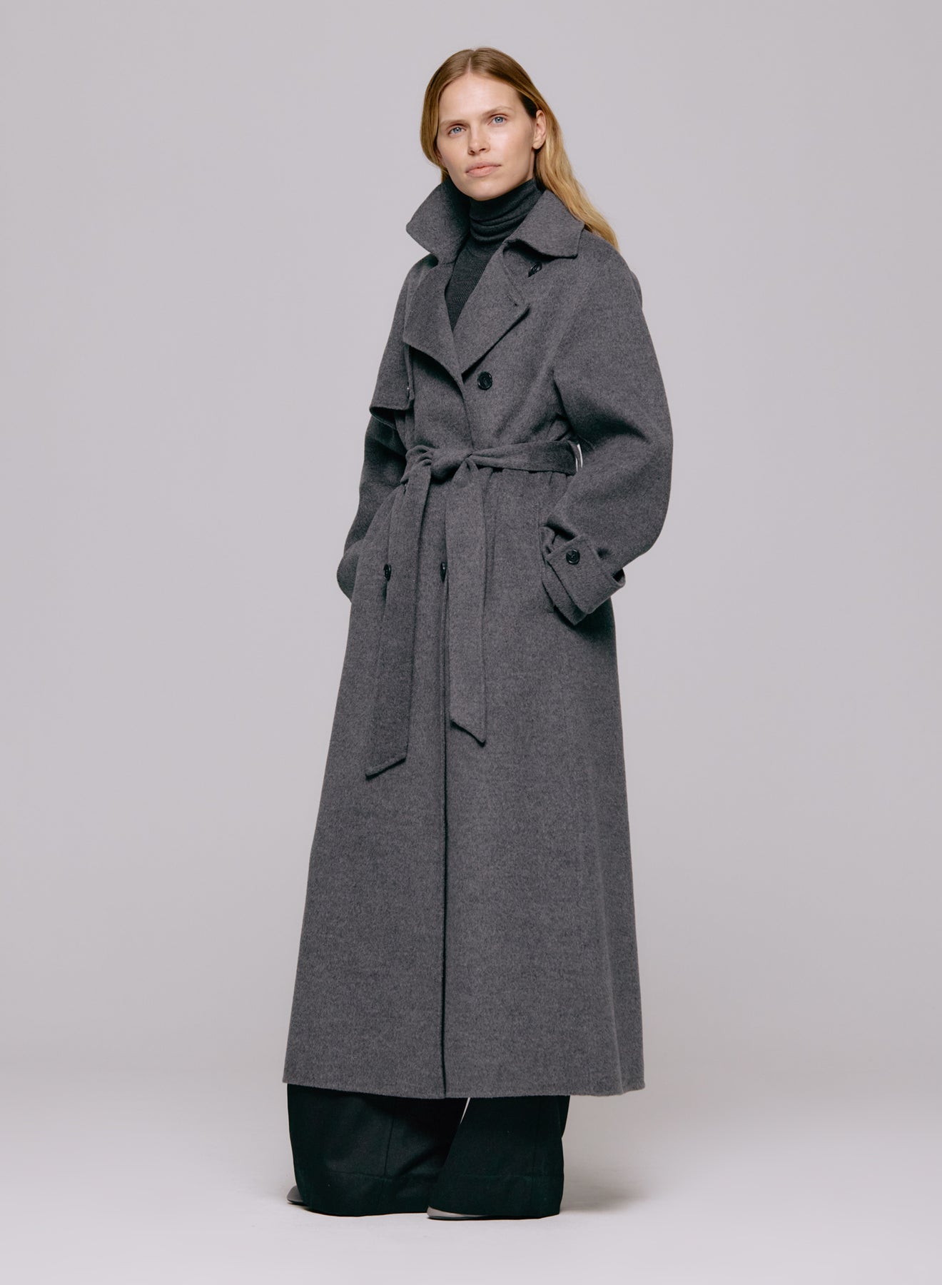 Thale Ulltrenchcoat - Gråmelerad